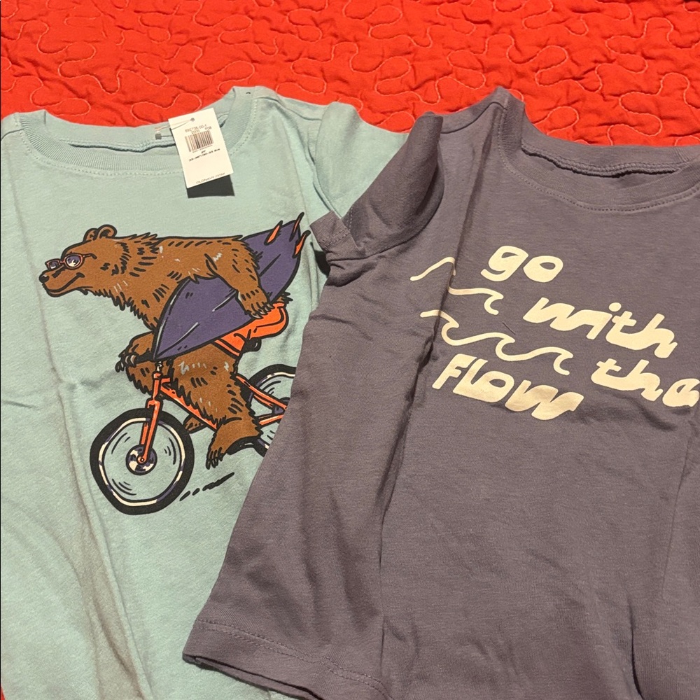 Old Navy- Bear on Bike and Go with the Flow T-Shirt 2Pk